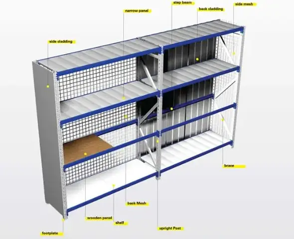 Long span warehouse shelving